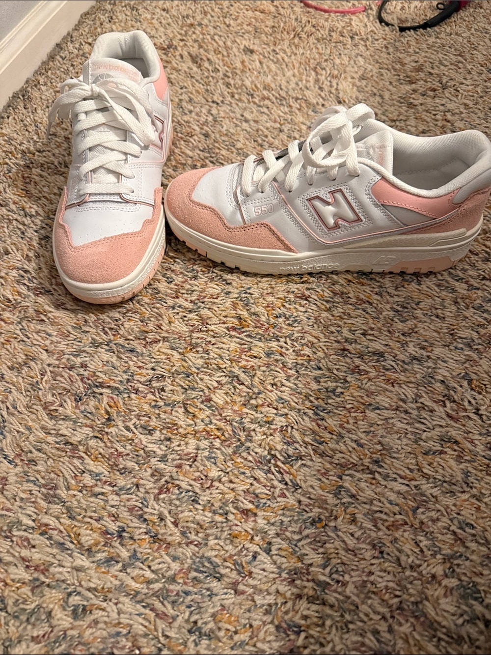 New Balance Women’s White & Pink Retro-Style Sneakers